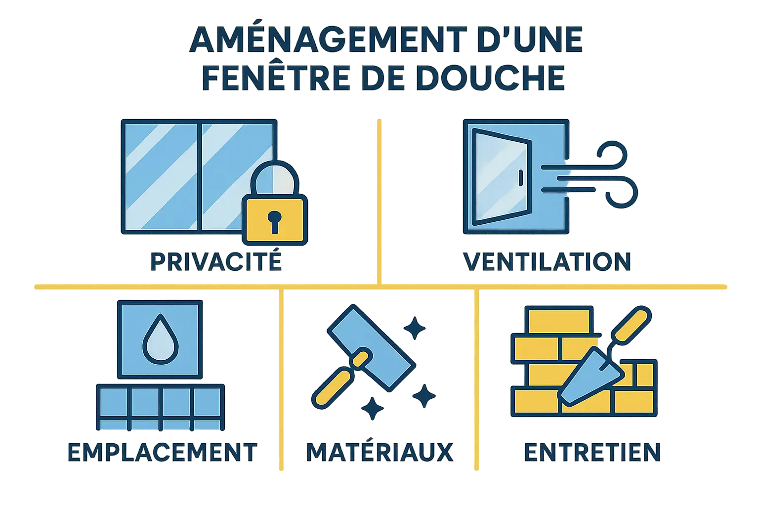 Fenêtre dans une douche avec vue sur extérieur