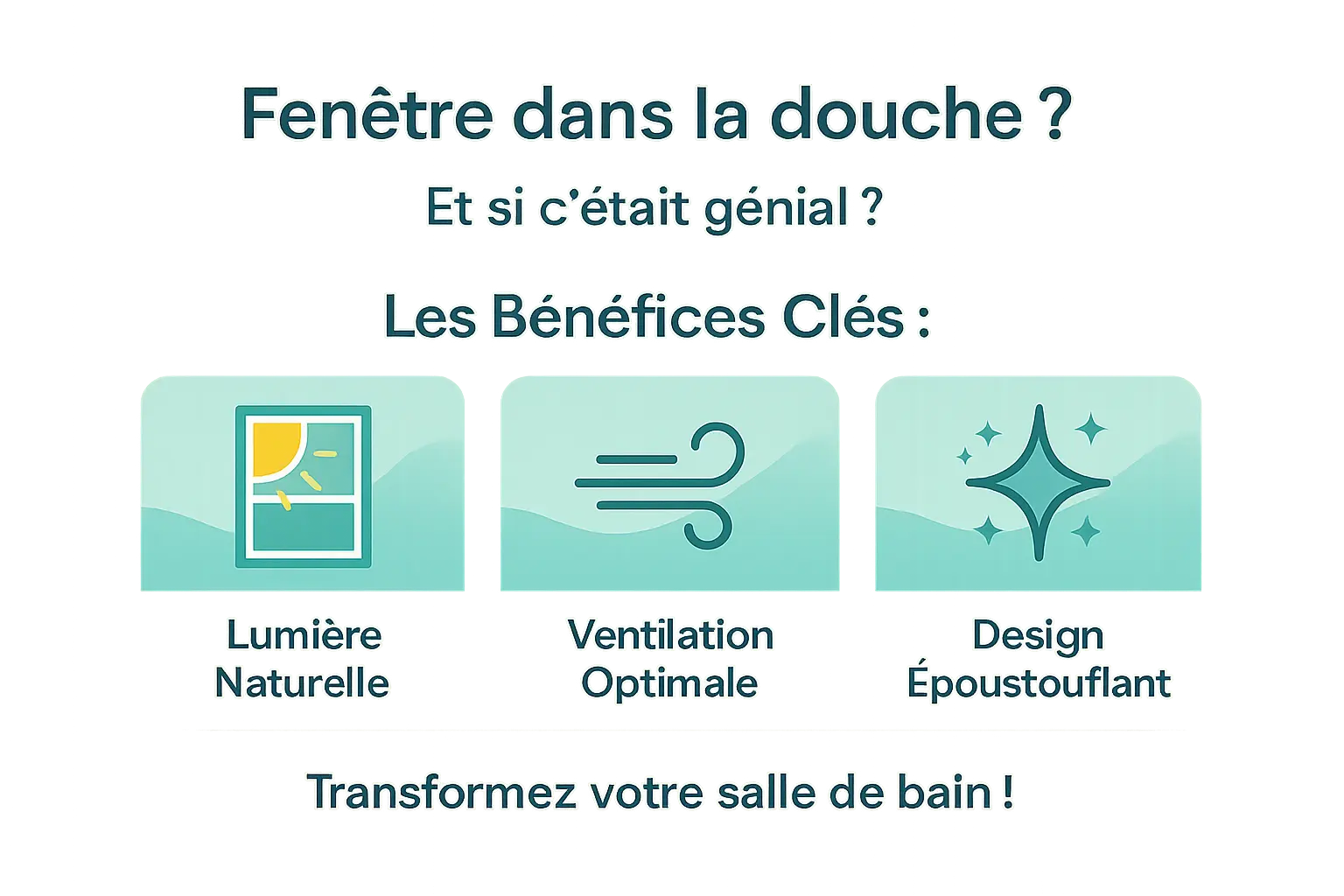 Illustration d'une <strong>douche avec fenêtre intégrée</strong>, lumière naturelle et design moderne