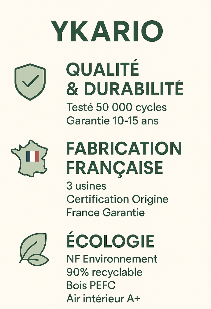 Infographie sur les avnatages d'Ykario, avec pictogrammes et texte simplifié