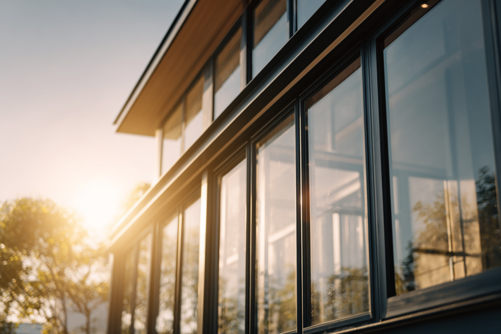 Grande baie vitrée neuve en façade d'une maison