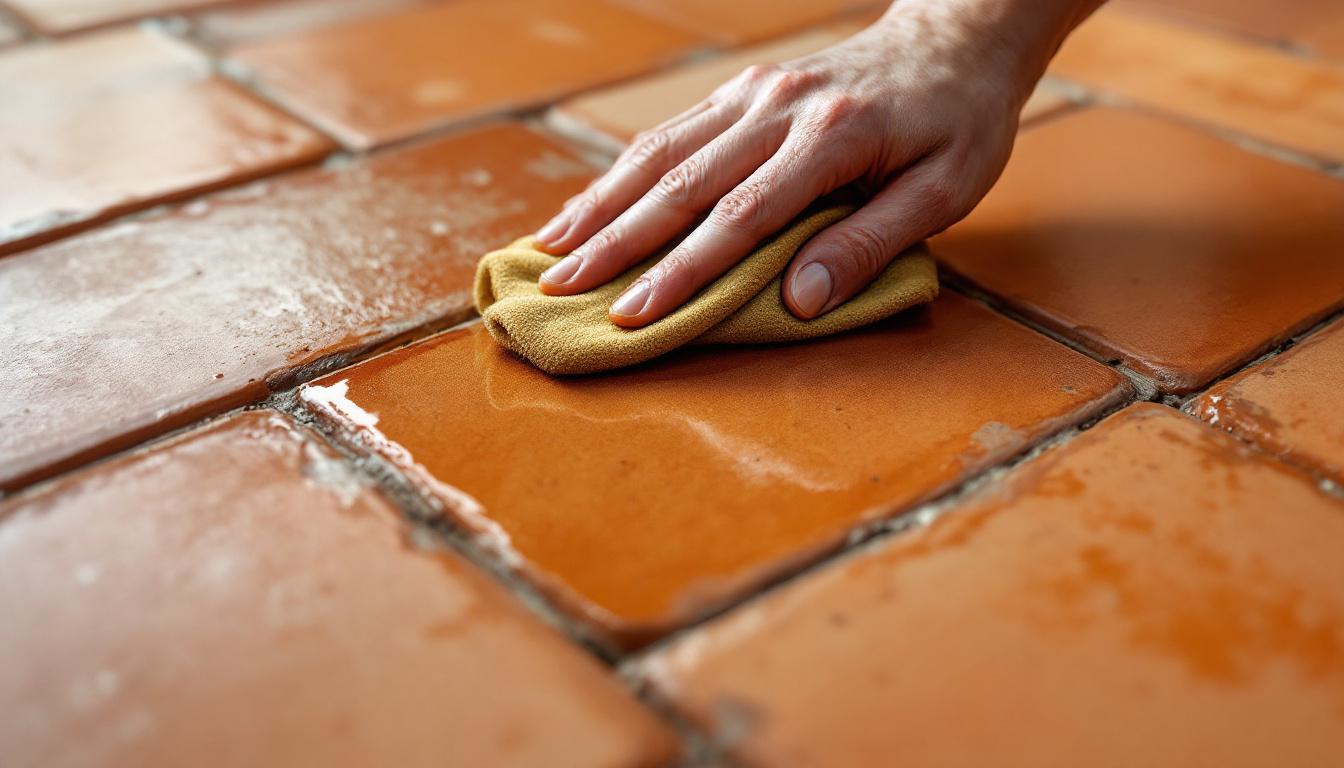 huile de lin appliquée sur un sol en briques