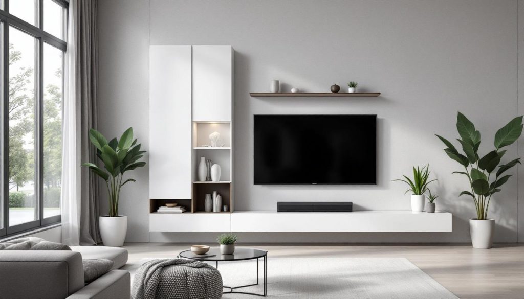 meuble tv en placo plâtre moderne