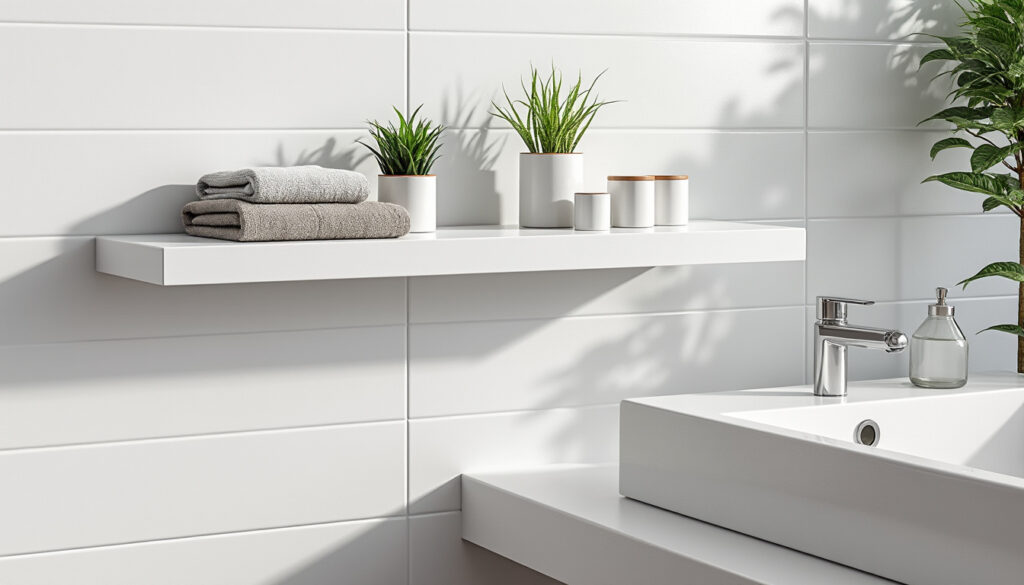 découvrez notre étagère murale pour salle de bain sans percer, une solution de rangement pratique, élégante et facile à installer pour optimiser votre espace.