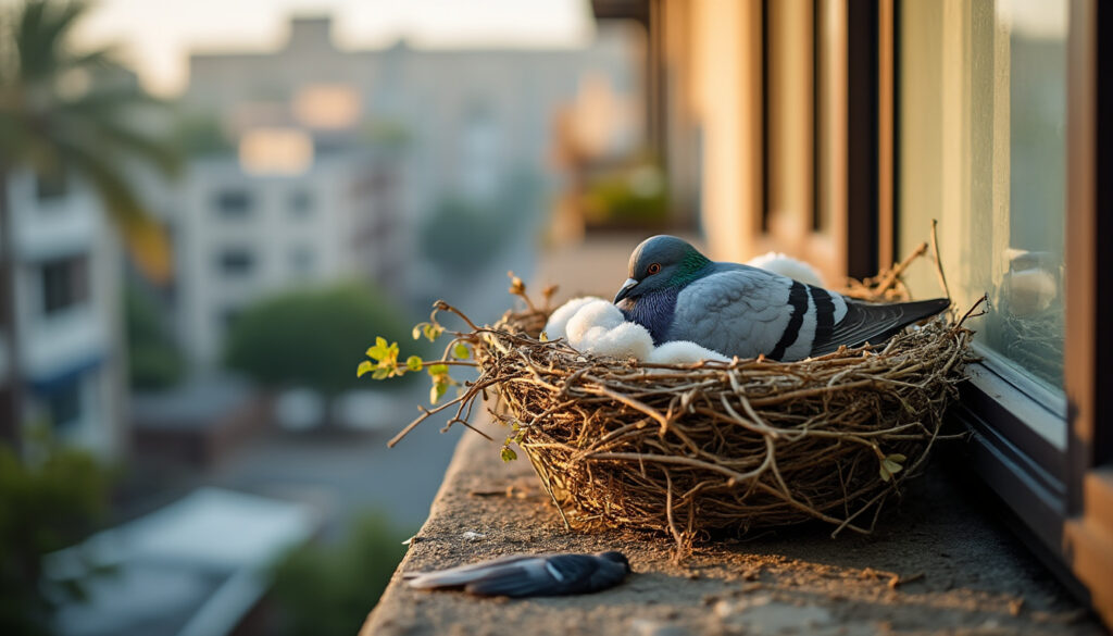 découvrez la signification et les messages cachés derrière la présence d'un nid de pigeon sur votre balcon, symbole de protection, de chance et de communication.